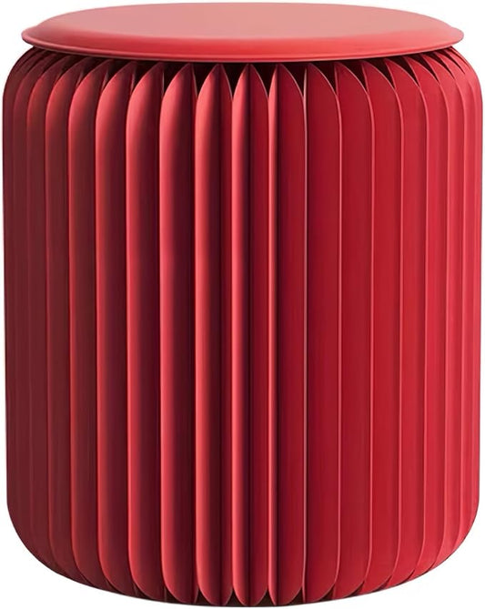 NOONTIDE Folding Stool - 17Inch Home Furniture 660lb Load Capacity Foldable Paper Stool Eco-Friendly Kraft Paper Honeycomb Design,Foldable to 1.2",Brown Modern Minimalist Stool for Living Room(Red)