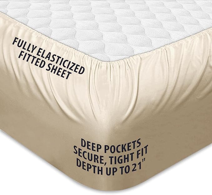 COONP King Mattress Topper, Extra Thick Pillowtop, Cooling Plush Mattress Pad Cover Bed Topper Protector with 8-21 Inch Deep Pocket (Beige, King)