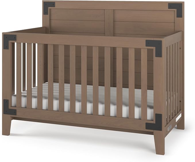 Child Craft Lucas Design 4-in-1 Convertible Baby Crib Nursery Furniture Set - Baby Bed, Toddler Bed and Full Size Bed, 3 Adjustable Mattress Positions, Real Wood, Baby Safe Finish (Dusty Heather)