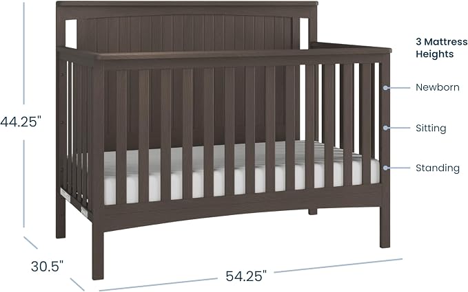 Child Craft Scout 4-in-1 Convertible Crib, Baby Crib Converts to Day Bed, Toddler Bed and Full Size Bed, 3 Adjustable Mattress Positions, Non-Toxic, Baby Safe Finish (Dapper Gray)