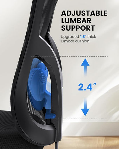 NOBLEWELL Ergonomic Office Chair with Padded Lumbar Support, 2D Headrest, Adjustable Armrests, Upgraded Contoured Seat Cushion, 130° Rocking Tilt, Computer Gaming Chair for Home Office, Pack of 10