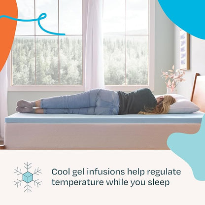 Linenspa Memory Foam Mattress Topper, California King Size - 2 Inch Gel Infused Memory Foam - Plush Feel - Cooling and Pressure Relieving - CertiPUR Certified