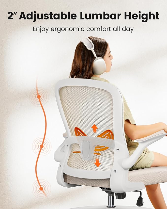 ErGear Drafting Chair,Tall Office Chair with Flip-Up Armrests, High Desk Chair Adjustable Height and Adjustable Footrest Ring, Ergonomic Standing Desk Chair with Lumbar Support, Khaki,3 Pack