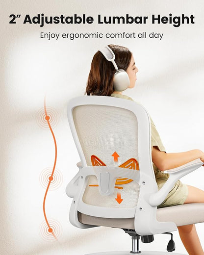 ErGear Drafting Chair,Tall Office Chair with Flip-Up Armrests, High Desk Chair Adjustable Height and Adjustable Footrest Ring, Ergonomic Standing Desk Chair with Lumbar Support, Khaki,3 Pack