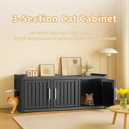 ROJIK Shoe Cabinet Waterproof UV-Resistant,Storage Bench Indoor Outdoor with Adjustable Shelves,for Entryway Bedroom,Hallway,Living Room(3 Door + Side Access,Black)