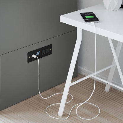 AFI, Southampton Murphy Bed Chest Twin XL with 6" Mattress, Storage Drawer & Built-in USB Charger, Grey
