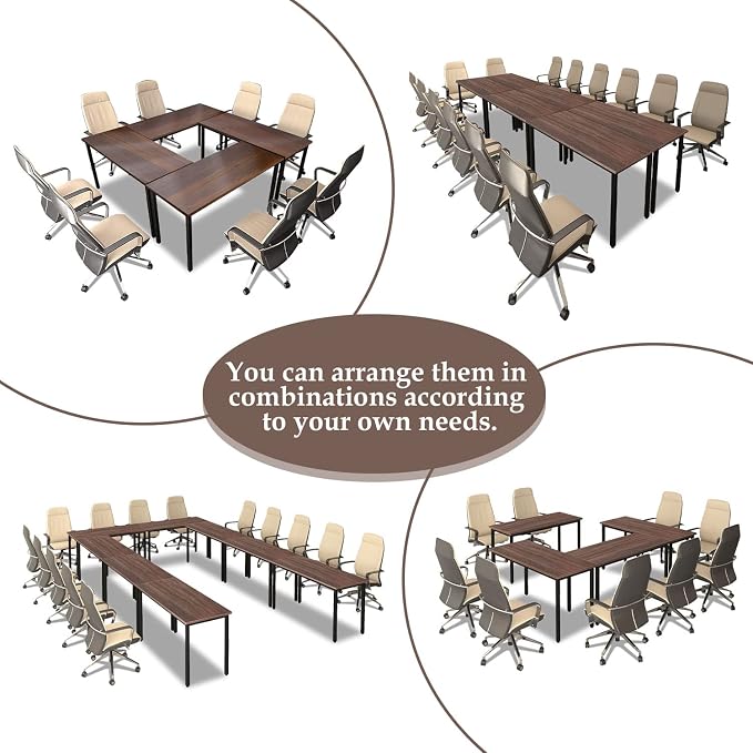 Bonzy Home Conference Tables 9ft Office Computer Desk for Meeting Room Study Writing Printer Podcast Table Save Space Design for 10 People Rustic Vintage Walnut 4PCS 110.2"x47.2"x29.5"