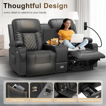 YONISEE Living Room Furniture Set, Loveseat Recliner 2 Seater and 360° Swivel Recliner Chair with Massage, Luxury Reclining Sofa 2PC Set for Living Room (2+1)