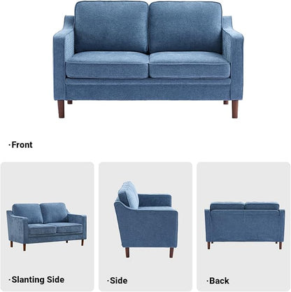 Kingfun 60" Chenille Sofa, Loveseat Couch, Mid Century Modern Love Seat Couches with Solid Wood Frame for Living Room Bedroom