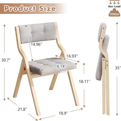6-Pack Folding Dining Chairs with Cushion,Padded Foldable Dining Chairs,Portable Wooden Folding Chairs for Dining Rooms Kitchen Wedding and Party Indoor LIGHTGREY