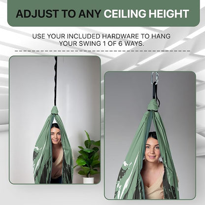 Indoor Sensory Swing for Kids or Outdoor – Holds 300lbs, Double-Layer, & 360° Swivel, Calming Compression Therapy Swing Hammock for Kids & Adults with All Hardware – Sensory-Motor Toys & Gifts