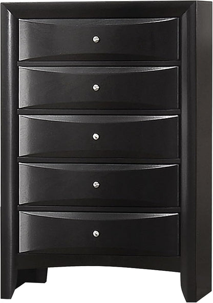Coaster Home Furnishings Briana Transitional 5-Piece Bedroom Set Eastern King Size Storage Bookcase Bed Frame 56-inch Headboard Black 202701KE-S5
