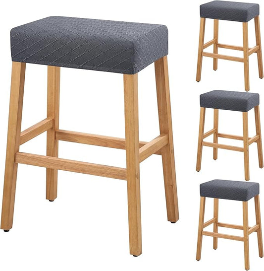 YISUN Stool Covers Rectangle - 4 Pack Stretch Waterproof Saddle Seat Cover Counter Bar Stools Bar Chairs Covers Kitchen Island Chairs Cushion Protector