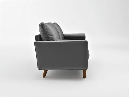 Container Furniture Direct Womble Mid Century Modern Soft Velvet Upholstered Tufted Seat with Bolster Pillows, Loveseat, Sofa, Silverish Grey