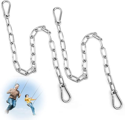 Hanging Chair Chain Set of 2 Stainless Steel Heavy Duty Hanging Kits with 4 Carabiners Hammock Chair Hardware for Indoor Outdoor Playground Hanging Chair Hammock Chair Punching Bags - 23.62"