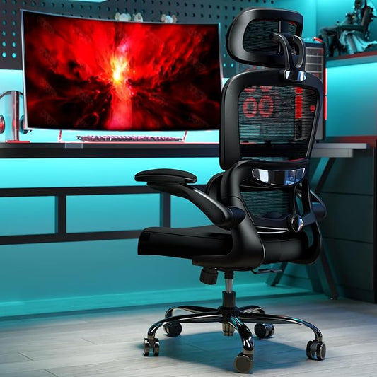 TRALT Office Chair Ergonomic Desk Chair, 330 LBS Home Mesh Office Desk Chairs with Wheels, Comfortable Gaming Chairs Black Pack of 7