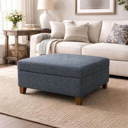 HomePop 32" Square Storage Ottoman - Textured Navy