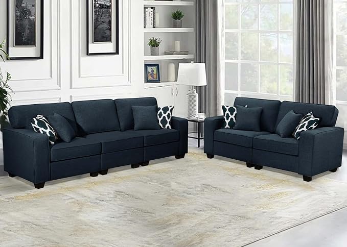 Legend Vansen Oversized Modular Sectional Sofa,U/L‑Shaped Reversible Couch with Ottoman,Deep Seat Plush Polyester Sofa for Living Room,5‑Seater,Charcoal