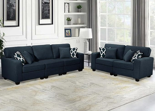 Legend Vansen Oversized Modular Sectional Sofa,U/L‑Shaped Reversible Couch with Ottoman,Deep Seat Plush Polyester Sofa for Living Room,5‑Seater,Charcoal