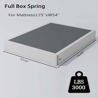 Vaciwe 8 Inch Full Box Spring and Cover Set, Box Springs Full Size, Heavy Duty Mattress Foundation, Easy Clean Cover, Simple Assembly