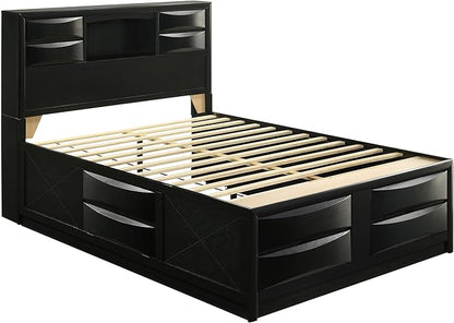 Coaster Home Furnishings Briana Transitional 5-Piece Bedroom Set Queen Size Storage Bookcase Bed Frame 56-inch Headboard Black 202701Q-S5