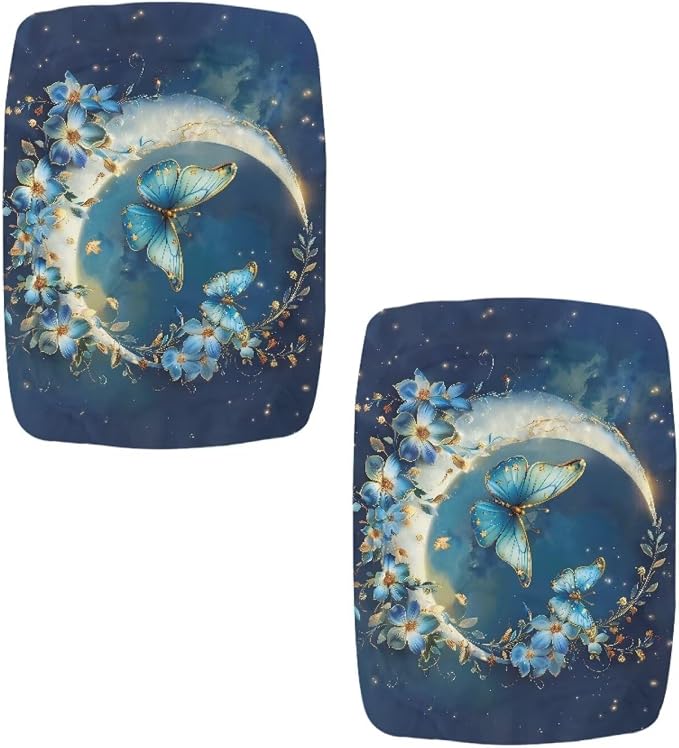 Bar Stool Seat Covers Rectangle Stool Covers Set of 2 Moon Butterfly Floral Bench Covers Slipcover Rectangle Stretch Counter Height Bar Stools Slipcovers Washable Saddle Seat Cover