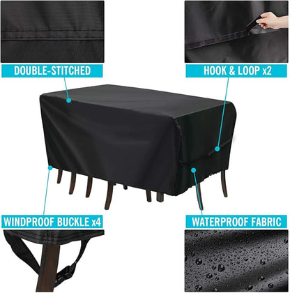 Velway Patio Table Cover Rectangle Waterproof Patio Furniture Cover for Outdoor Table and Chairs 84”Lx52”Wx29”H Oxford Tear-Resistant Wind Dust Proof Paito Furniture Covers