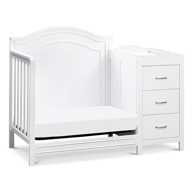 Davinci Charlie 4-in-1 Convertible Mini Crib and Changer Combo in White, Greenguard Gold Certified