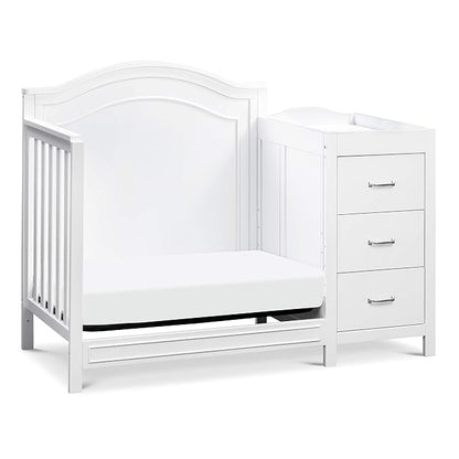 Davinci Charlie 4-in-1 Convertible Mini Crib and Changer Combo in White, Greenguard Gold Certified