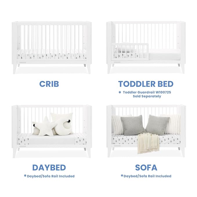 Delta Children Ollie 4-in-1 Convertible Crib - Greenguard Gold Certified, Bianca White