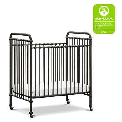 Namesake Abigail 3-in-1 Portable Baby Crib with Wheels - GREENGUARD Gold Certified Convertible Crib to Toddler Bed & Daybed - Metal Baby Bed w/ 4 Adjustable Mattress Heights, for Small Spaces - Iron