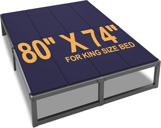 Lutown-Teen Bunkie Board King Under Mattress High-Density Polymer Mattress Support Board King Anti-Sag, Breathable, Moisture Resistant, Noise Minimizing, Blue