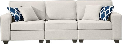 Legend Vansen Oversized Modular Sectional Sofa,U/L‑Shaped Reversible Couch with Ottoman,Deep Seat Plush Polyester Sectional for Living Room,5-Seater,Cream