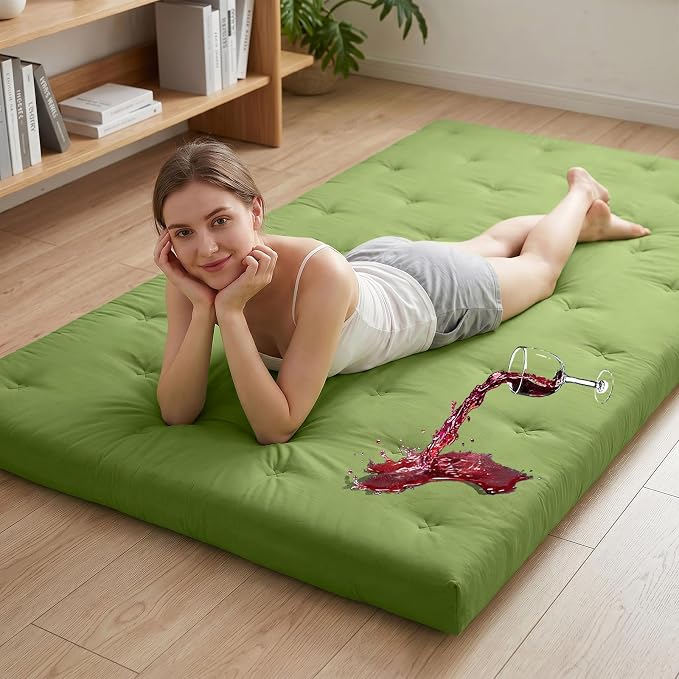 Syrinx Water Resistant Japanese Futon Mattress, Full Size 75"x54", 4 Inch Thick Japanese Floor Mattress Tatami Mat, Foldable Floor Bed Sleeping Pad for Dormitory Guest Room Camping