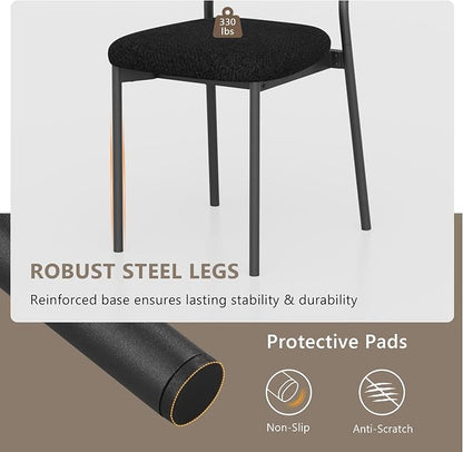 Einhomn Upholstered Dining Chairs Set, Modern Stackable Dining Room Chairs with Soft Velvet Backrest, Kitchen Chairs with Sturdy Metal Legs for Living Room, Restaurant, Set of 4,Black