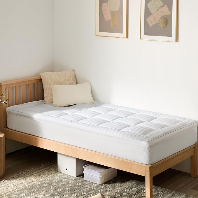 Thick Mattress Topper Twin Size, 100% Breathable Cotton Top Mattress Pad for Kids & Adults, Cooling Quilted Pillow Top Protector, 8-22" Deep Pocket, Machine Washable (39 x 75 Inches, White)