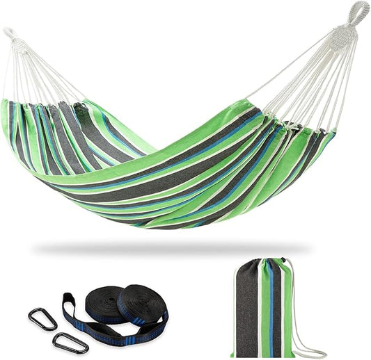 CHULIM Brazilian Double Hammock with Tree Straps,Extra Large 94x63IN,2 Persons Hammock for Backyard Patio Outdoor and Indoor,450lbs Weight Capacity,Soft Woven Cotton Fabric - Black Stripe