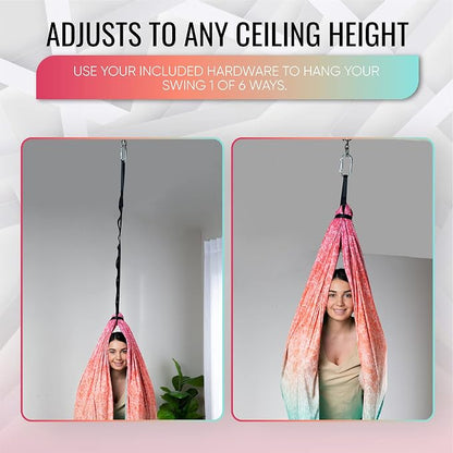 Indoor Sensory Swing for Kids or Outdoor – Holds 300lbs, Double-Layer, & 360° Swivel, Calming Compression Therapy Swing Hammock for Kids & Adults with All Hardware – Sensory-Motor Toys & Gifts