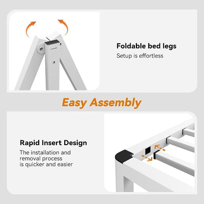 NKZ Full Platform Bed Frame 4 Inch, Heavy Duty Metal Low Profile Bed Frame with Round Corner Legs, 3500lbs Weight Capacity Reinforced Frame, No Box Spring Needed，Noise-Free, Easy Assembly