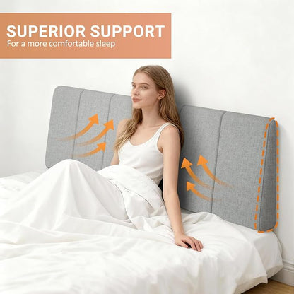 Queen Size Headboard Only-No Assembly, Upholstered Headboard Queen Size Linen Fabric Modern Style Headboards Extra-Thick, Light Gray