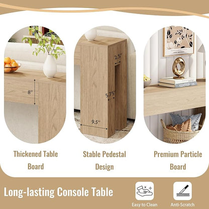 Epecoya Extra Long Sofa Console Table for Entryway Living Room, 79-Inch Farmhouse Wood Behind Couch Table, Rectangular Accent Console with Wooden Double Base for Hallway Foyer Entrance, Light Oak