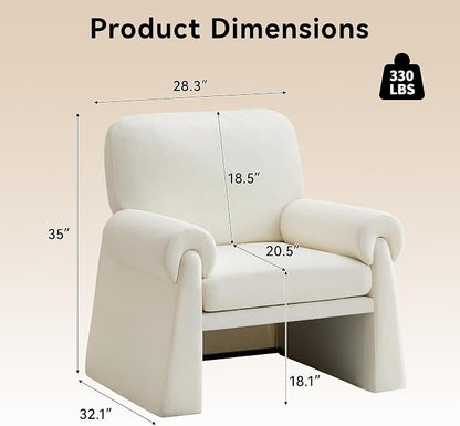 Accent Chairs Set of 2, Modern Living Room Chairs, Comfy Single Sofa Chair with Thick Cushion and Armrests, Upholstered Reading Club Chair, Arm Chair for Living Room Bedroom, Beige