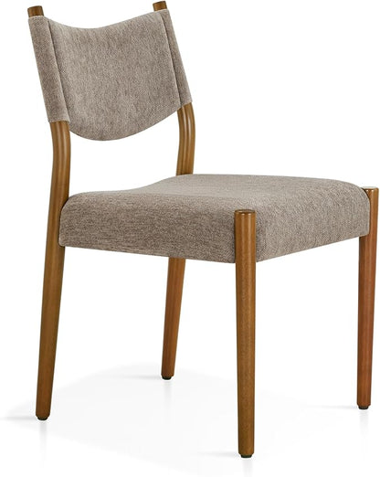 KISLOT Upholstered Dining Chairs Set of 6, Solid Wood Armless Kitchen Chairs with Soft Polyester Fabric, 18.9" Seat Height, Modern Dining Room Seating, 300 lbs Capacity, Brown
