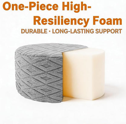 Round Pouf Ottoman 20 x 20 x 14 Inches Boho Poof Home Decor Floor Pouffe Ottoman Foot Rest for Couch Sofa Bean Bag Chairs Living Room Bedroom (Light Gray)