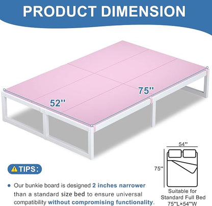 Lutown-Teen Bunkie Board Full Under Mattress High-Density Polymer Full Size Bunkie Board Anti-Sag, Breathable, Moisture Resistant, Noise Minimizing, Pink