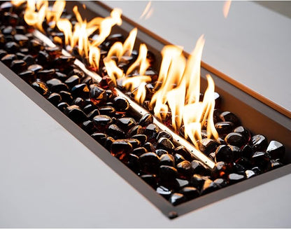 onlyfire 10-Pounds Fire Glass Diamonds for Propane Fire Pit, 1 Inch Reflective Firepit Glass Rocks Stones for Gas Fireplace and Fire Pit Table, Amber