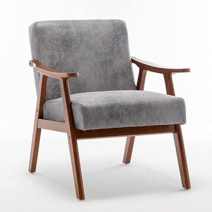 Container Furniture Direct Accent Chair with Microfiber Upholstery and Solid Wood Frame, Classic Mid-Century Modern Living Room Furniture for Extra Seating, Spotted Grey