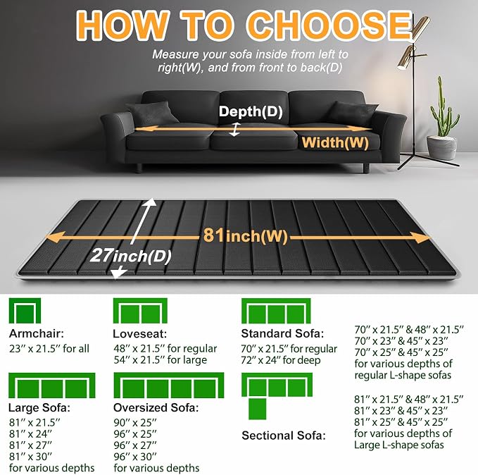 LAVEVE Heavy Duty Couch Cushion Support Board for Sagging Sofa, 27''x81'' Extra Thick Solid Wood Under Couch Insert with Anti-Slip Dots, Perfectly Fix and Protect Oversized Sofa, Extend Couch Life
