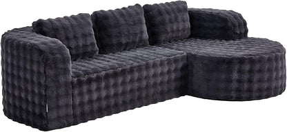 Hobestluk Modular Sectional Sofa Couches L-Shape Couch 3 Seat Modular Sofa Memory Foam Sectional Couches for Living Room, Cloud Couch (Round Ash Grey, 96", Left Hand Facing)