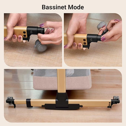Soobaby Baby Crib Baby Bassinet Bedside Crib Adjustable Portable Bed for Infant,co Sleeping Bassinet Newborn Must Have Bed (Beige)
